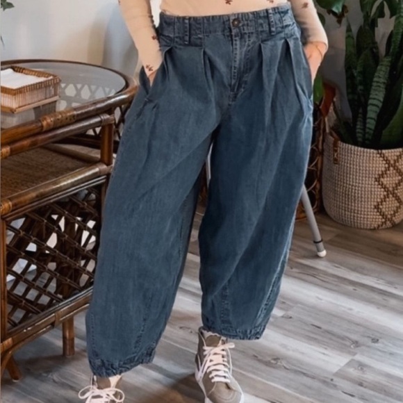 We The Free Denim - We The Free Blue Baggy Ballon Wide Leg Jeans